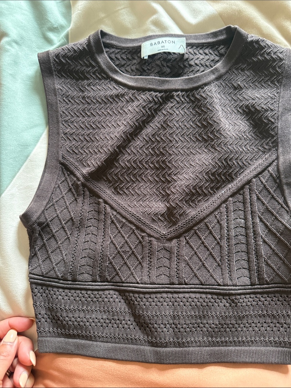 Babaton Charcoal Knit Sleeveless Crop Top